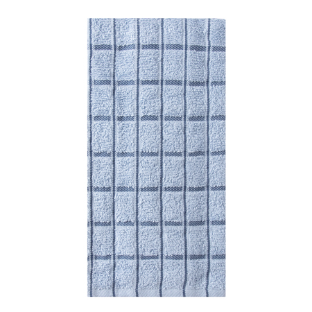 RITZ Café Solid Kitchen Towel Blue Ground/Blue Chambray Check 9860916